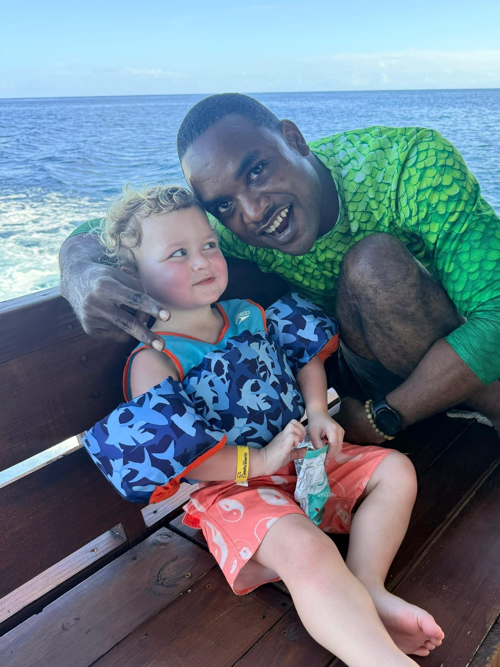 Chris of The Roatán Insider on a boat day off Roatán